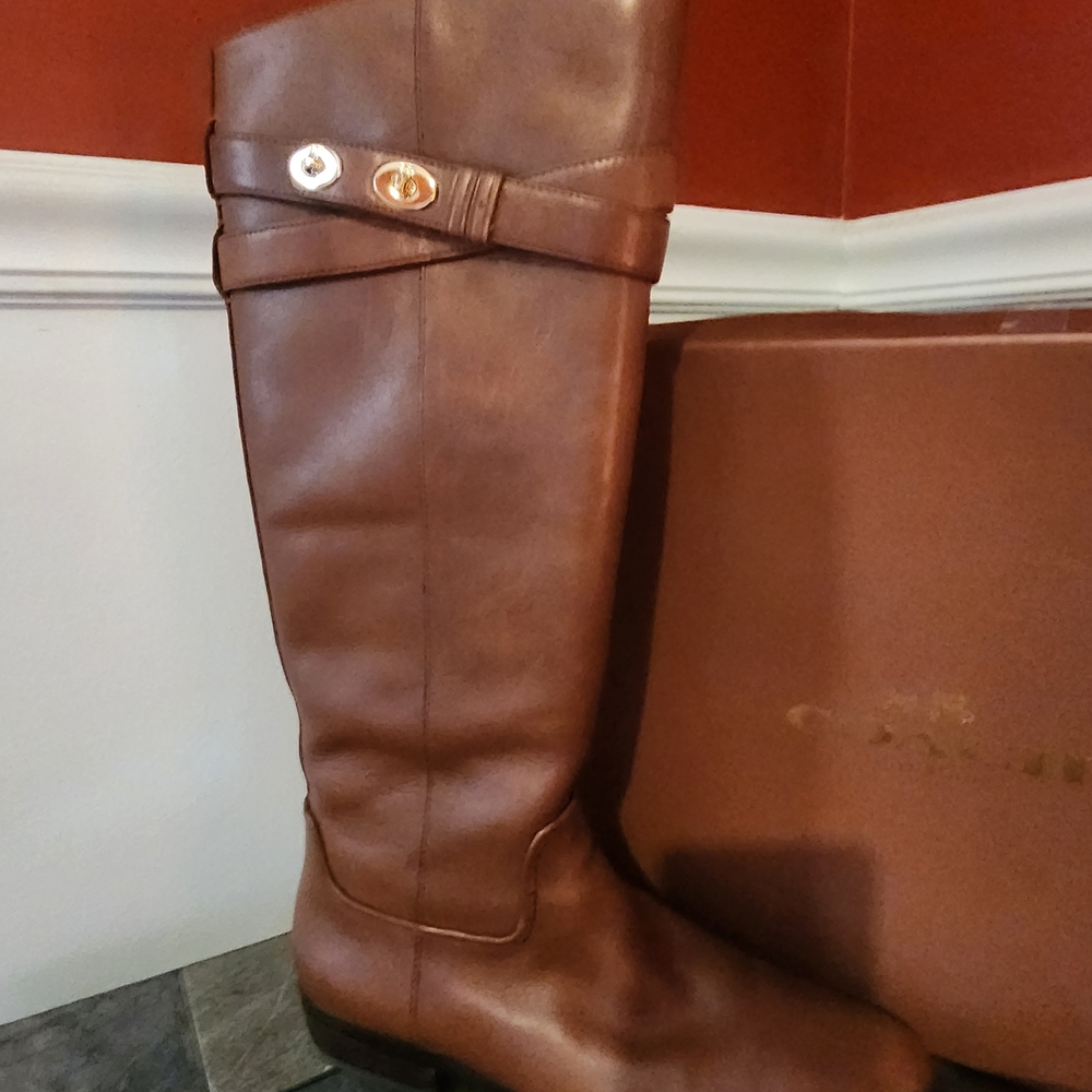 Coach Cognac Leather Knee-High Boots - Picture 8 of 13